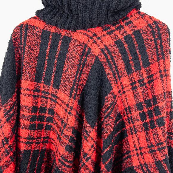 Steve Madden Women’s Poncho Western Cowboycore Plaid Fringe Festival Vibe OS - Picture 3 of 9